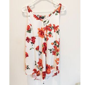 First Love women's white floral tank top blouse size 2X